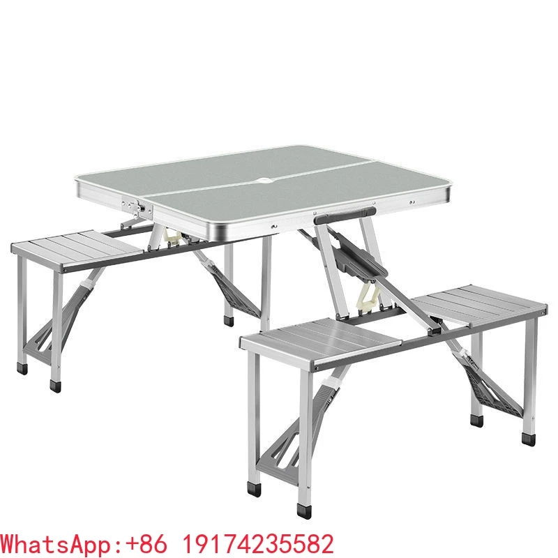 

Aluminum Alloy Portable Folding Table And Chair Set 4-Piece Outdoor Furniture For Camping Picnics Street Stall Dining