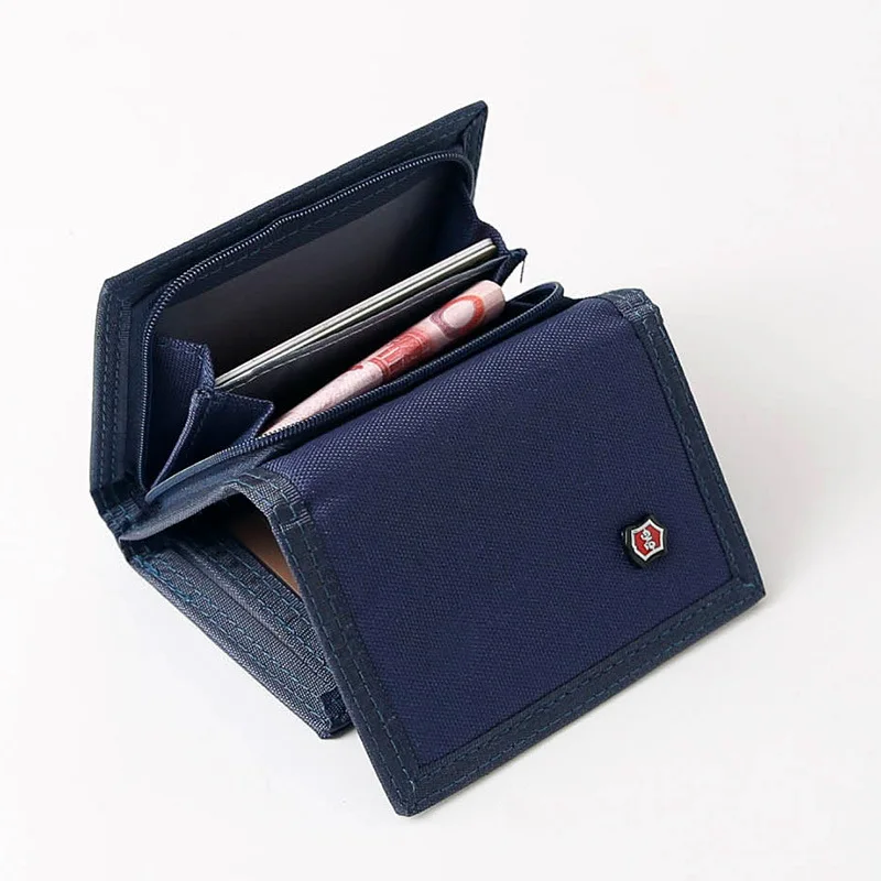 

5 Colors Men'S Korean Tri-Fold Coin Purse Canvas Wallet Solid Color Fashion Slim Multifunctional Classic Portable Card Holder