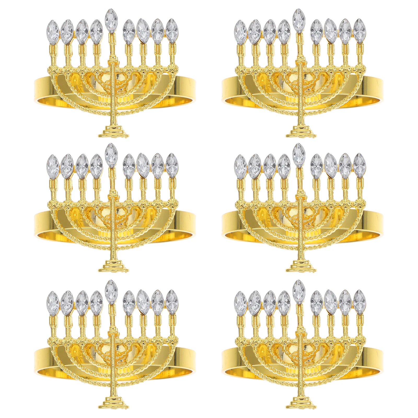 6 قطعة حلقات المناديل سبيكة هانوكا الشمعدان على شكل الجدول اكسسوارات أنيقة منديل مشبك ديكور لمطعم مأدبة الحفلات الجدول