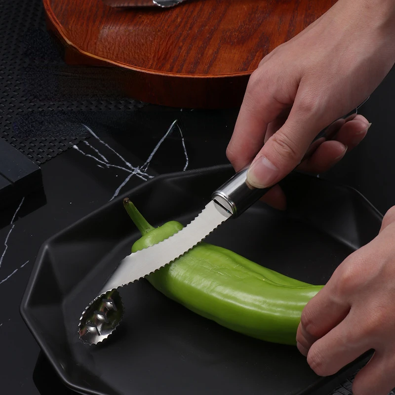 1PC Stainless Steel Corer Pear Fruit Vegetable Tools Core Seed Remover Cutter Pepper Seeder Slicer Knife Kitchen Gadgets