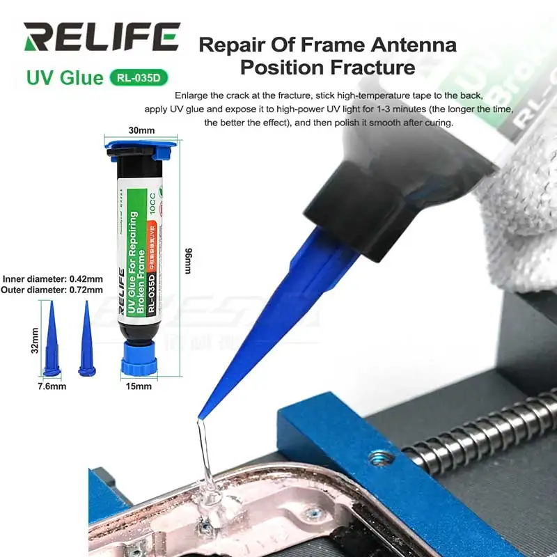 RELIFE RL-035D Repairing Broken Frame UV Glue Strong Adhesion High Hardness Fast Curing Repair Button collapse Camera Iron Tools