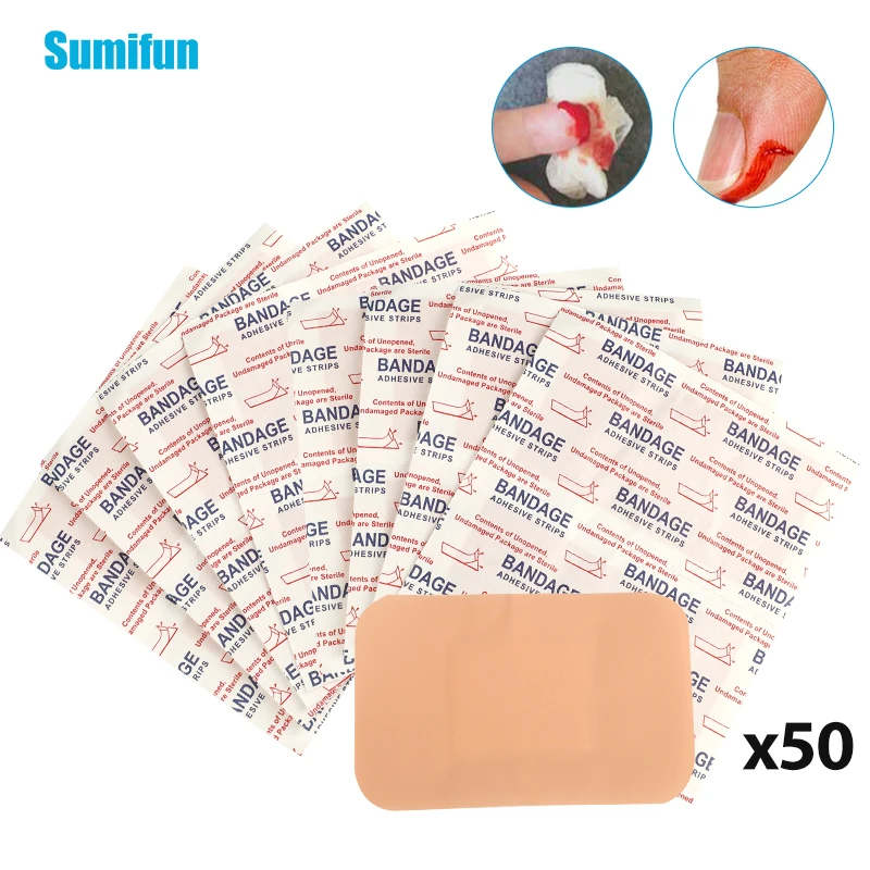 50Pcs Sumifun Band-Aid Bandage Breathable Waterproof Soft First Aid Skin Wound Dressing Stop Bleeding Medical Gauze Care Patch