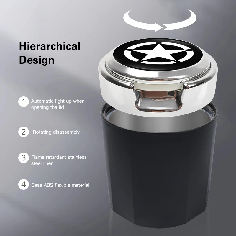 شعار السيارة LED منفضة سجائر المحمولة حامل رماد الدخان ل جيب جراند شيروكي رانجلر المصارع البوصلة رينيجيد ليبرتي تريل هوك #3