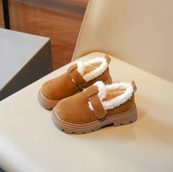 New Children Winter Suede Shoes Kids Girl Princess Skin-friendly Fur Warm Little Girls Shoes Cold-proof Low Heel Sneakers