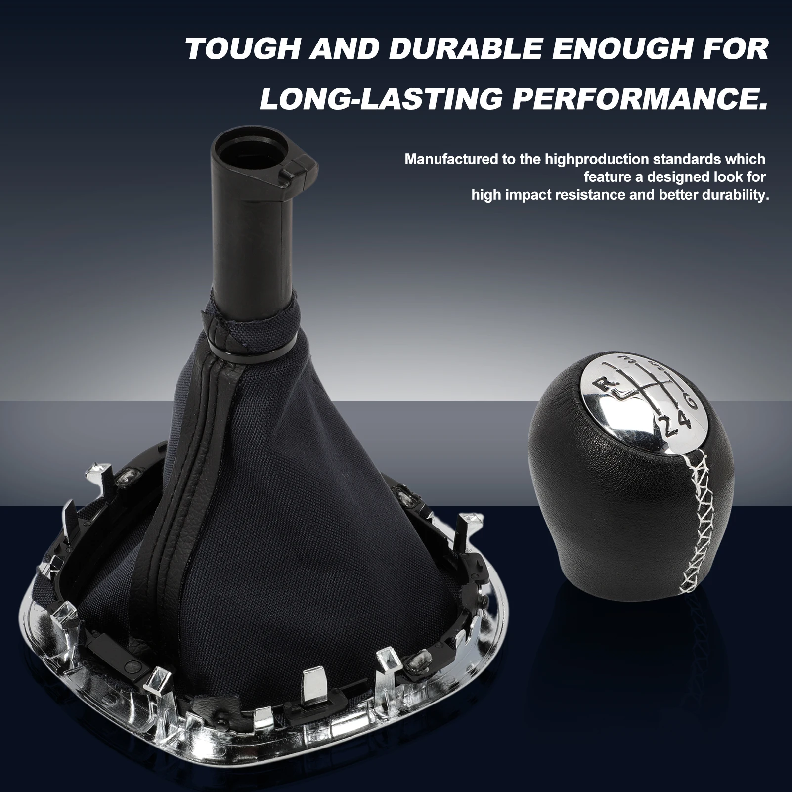 

6 Speed Chrome Durable Manual Gear Lever Knob with Gusset For Trafic Vivaro Talente