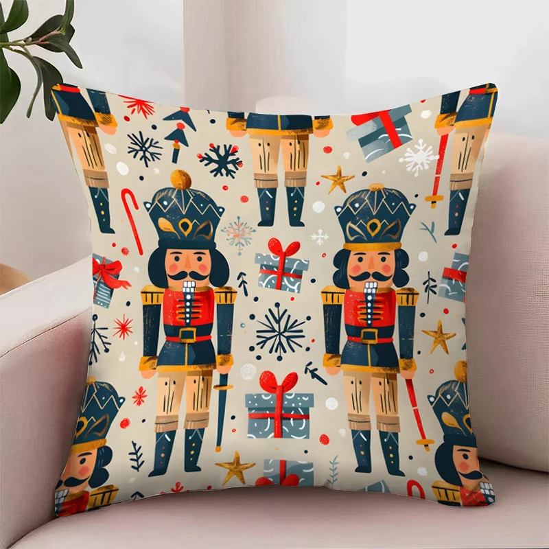 

2025 Christmas Nutcracker Pillowcase Double sided Printed Sofa Decorative Cushion Cover Home Bedroom Decorative Pillowcase 45x45