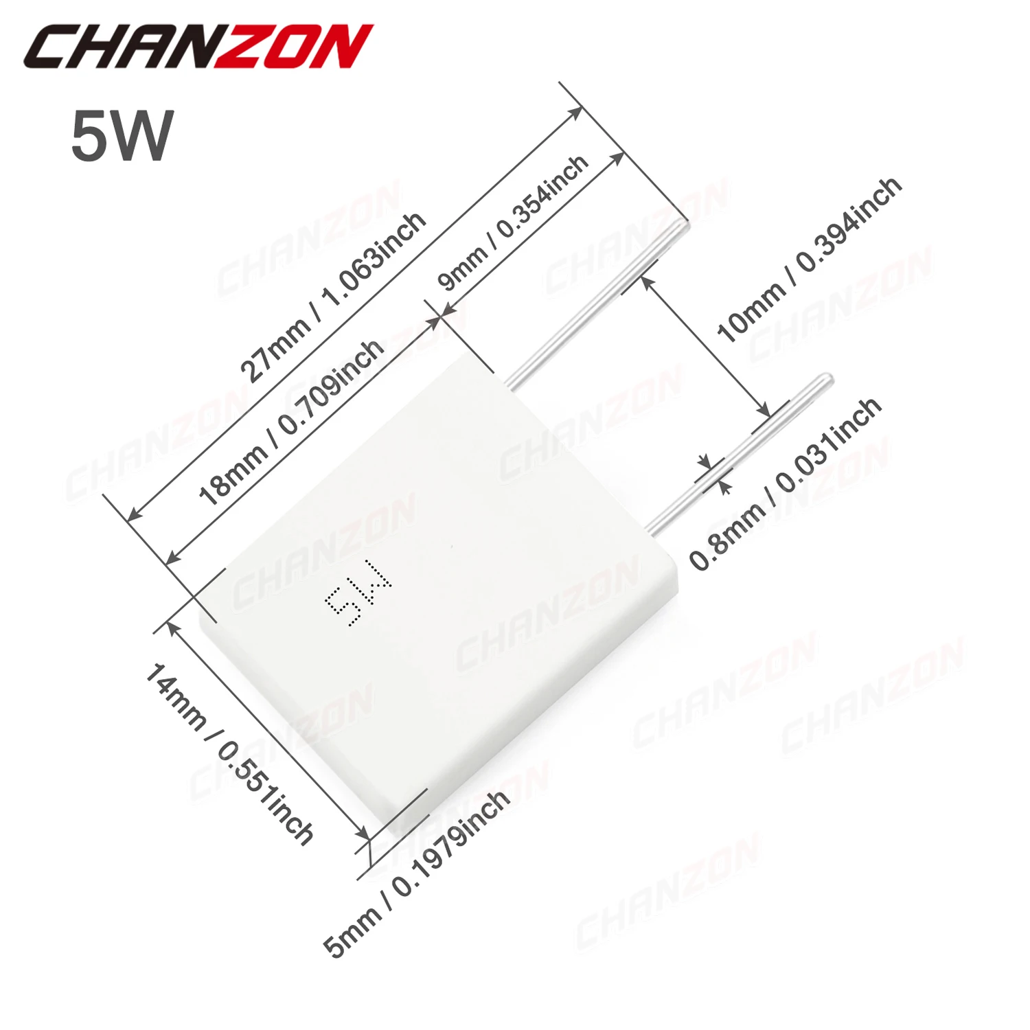 10Pcs 5W Ceramic Resistor 0.1 0.15 0.25 0.22 0.33 0.5 ohm Cement Wirewound Resistors BPR5W 5Watt 0.1ohm 0.22ohm Fixed Resistance