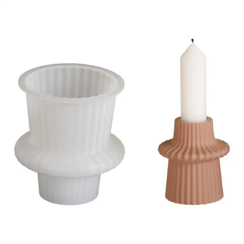 

652F Универсальная силиконовая полосатая форма для подсвечника для изготовления стильных подсвечников