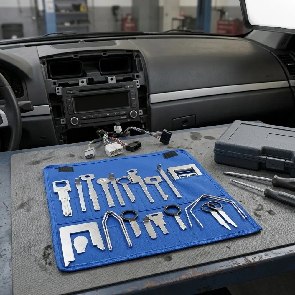 38pc Automotive Removal Tools for Safe Dash Panel Disassembly and Radio Unit Replacement in Various Car Models