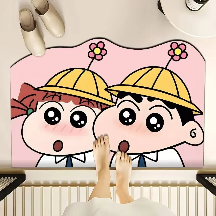 New Anime Cute ‌Crayon Shinchan Bathroom Mat, Cute Girls and Boys Universal Entry Mat Bathroom Absorbent Mat Accessories