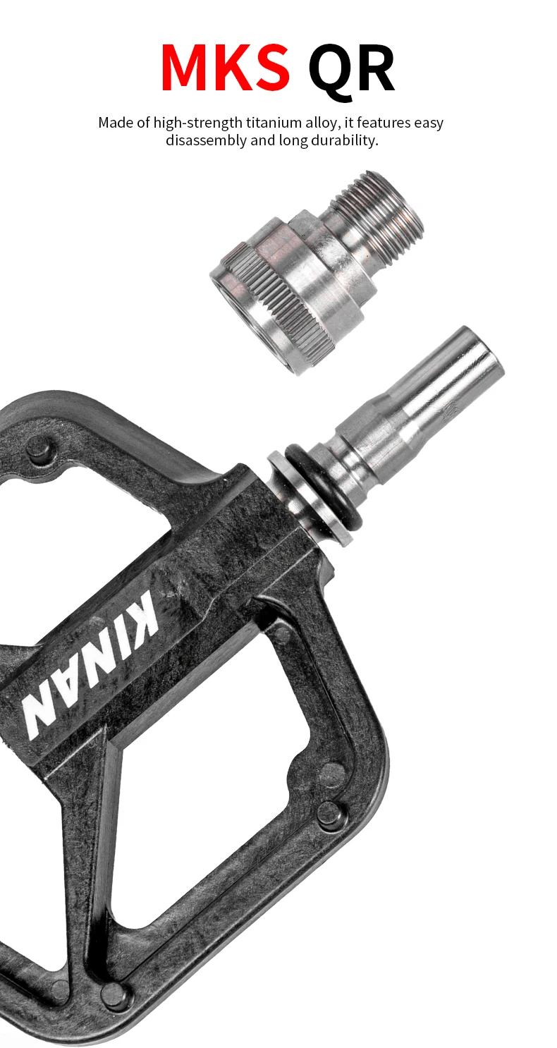 Carbon-Titan Schnellspann-Fahrradpedal LIGHTNESS 12 Rutschfeste Noppen, 4-Lager für Brompton Faltrad 180g/140g – Detail 3