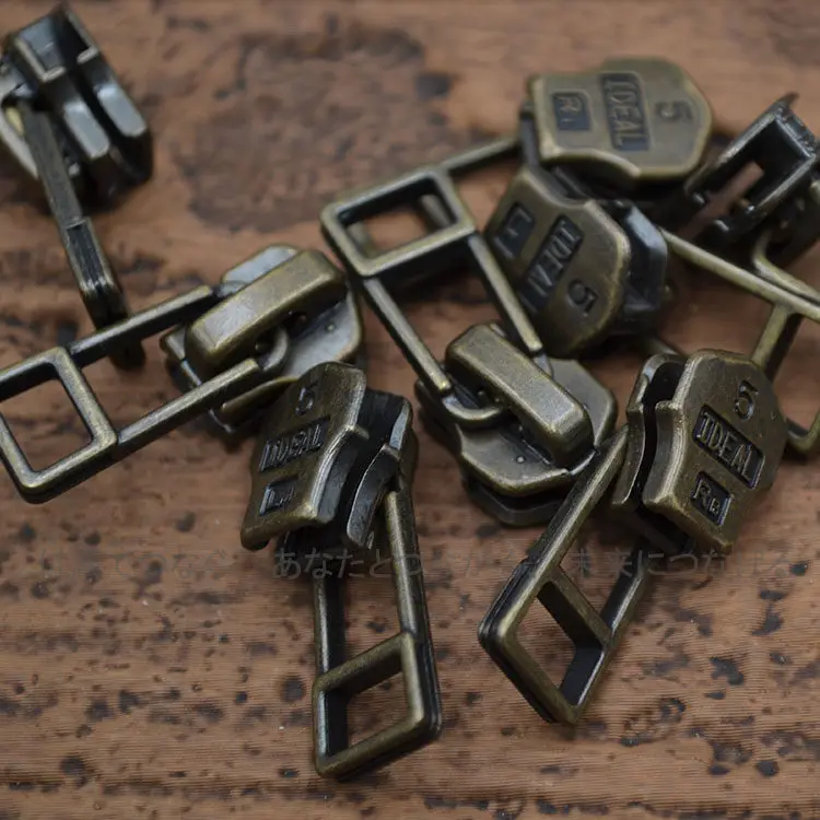 

American IDEAL Zipper Slider No. 5 Metal Tooth Matching Bronze Retro Pull Tab Clothing Bag Slider