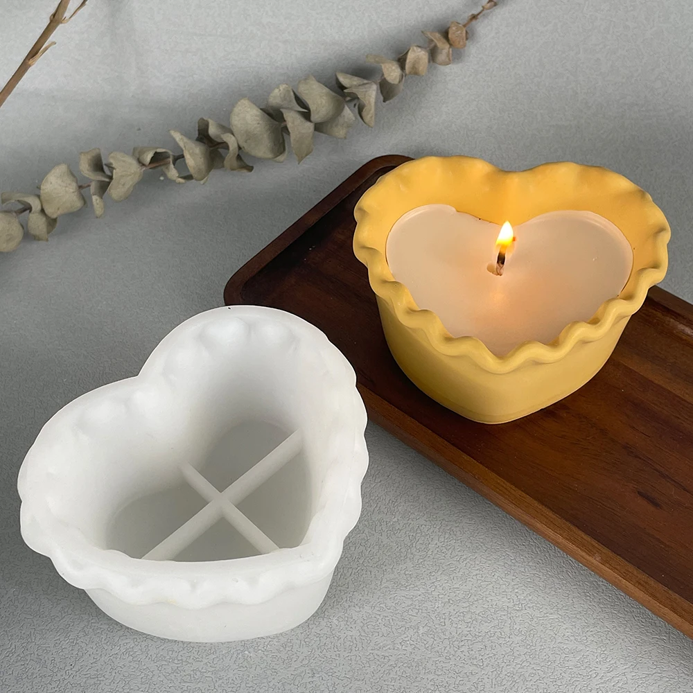 Cute Heart Shape Flowerpot Silicone Mold Handmade Jewelry Storage Box Plaster Resin Mould DIY Candle Jar Concrete Cement Molds