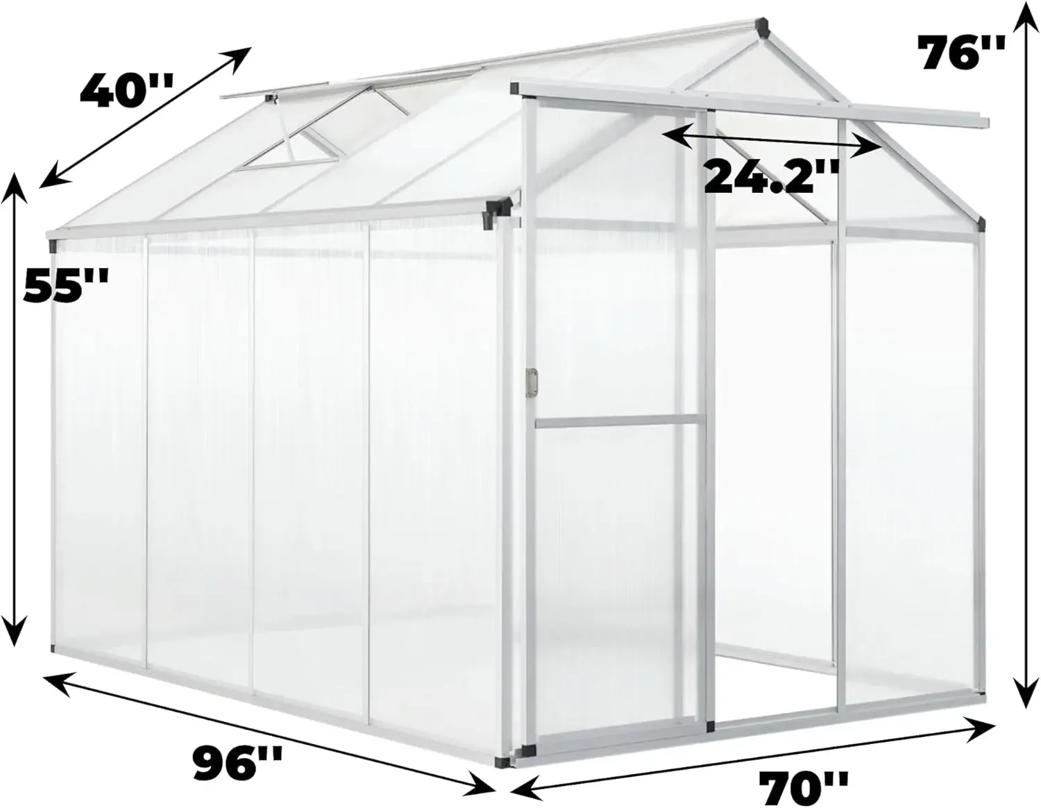 6 x 8 FT Greenhouse for Outdoors, Polycarbonate Garden Backyard Greenhouse with Adjustable Roof Vent, Aluminum room