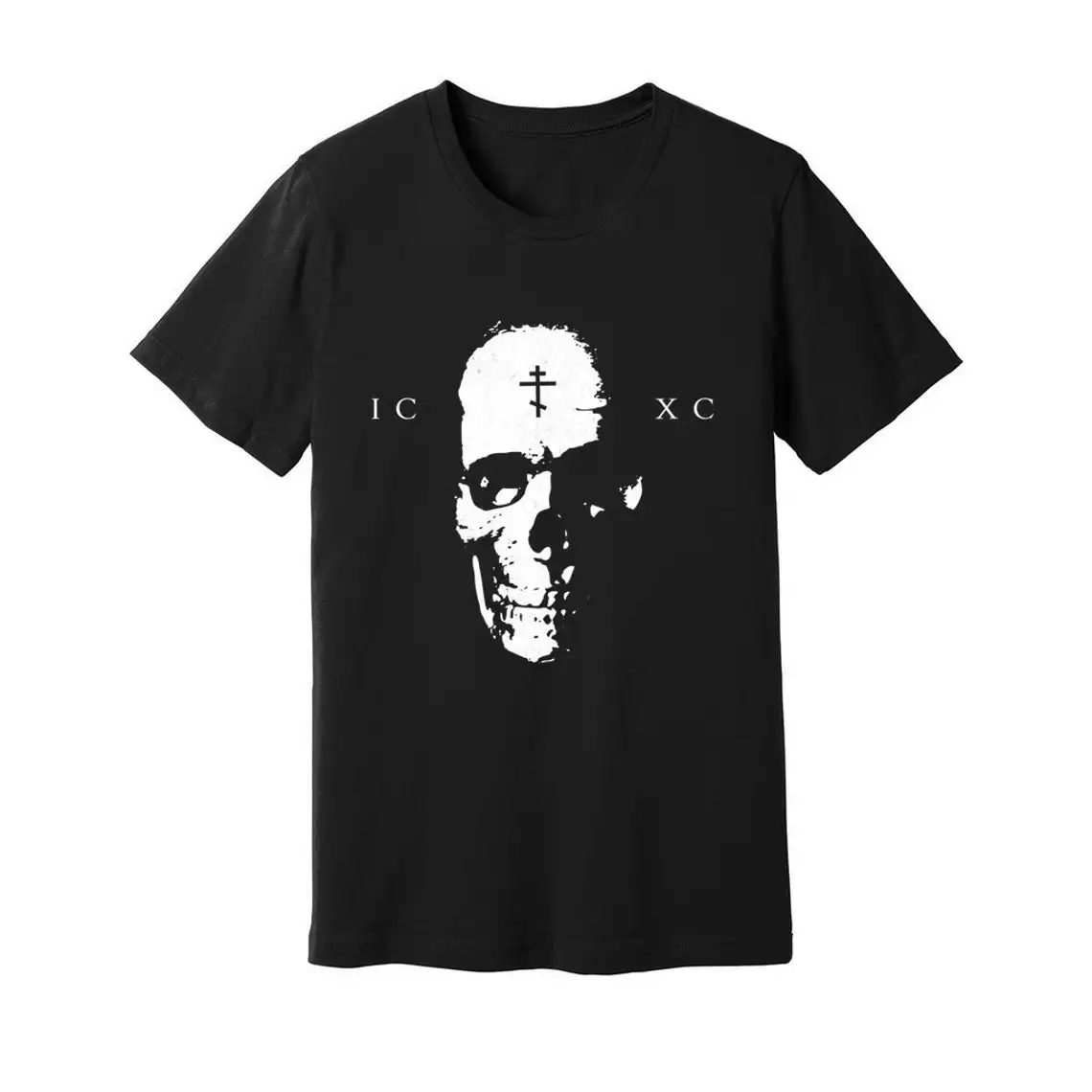 

ICXC Christian Orthodox Skull Divine Liturgy Orthodox Church Gift T-Shirt 100% Cotton O-Neck Short Sleeve Casual Mens T-shirt