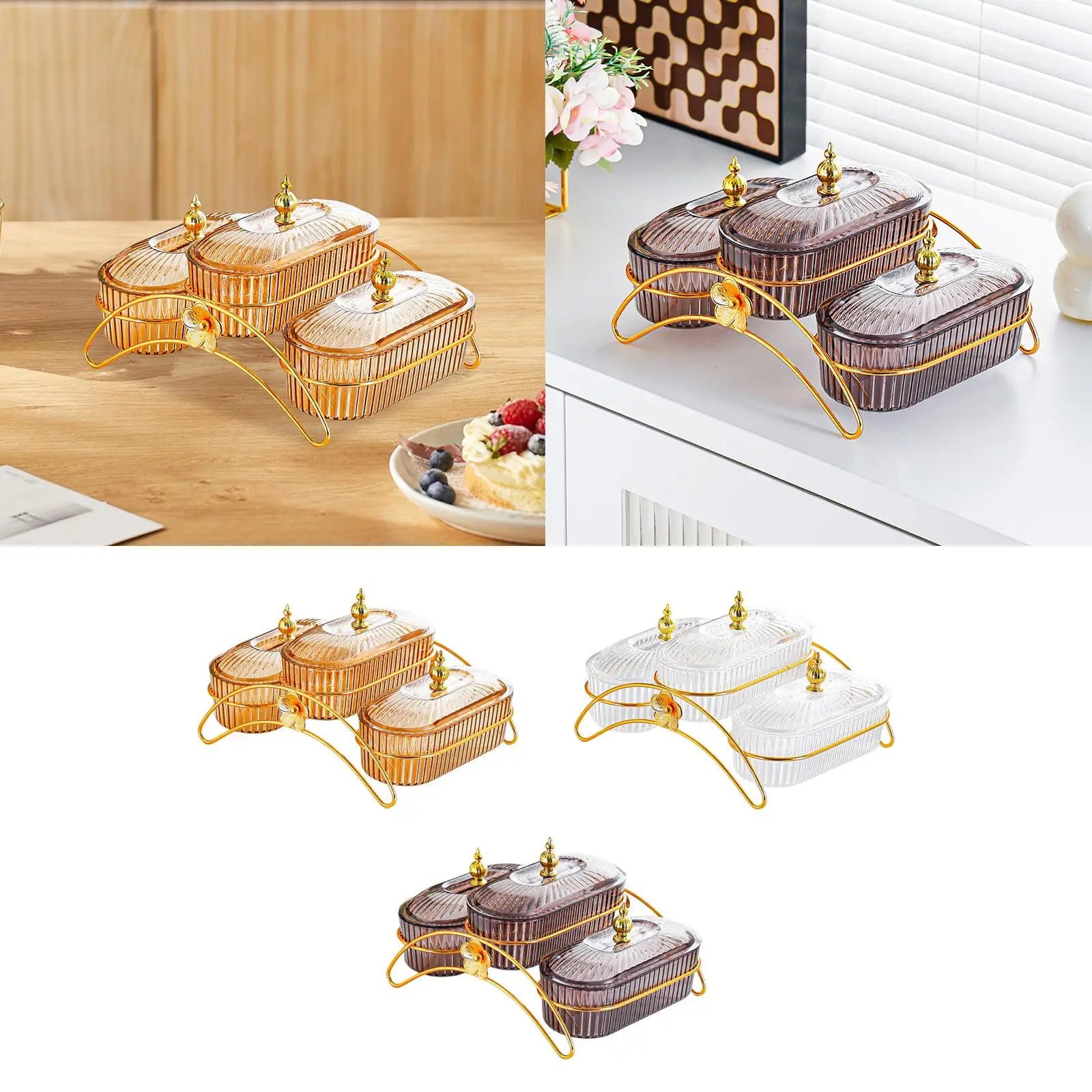 Plato de frutas secas, bandeja de almacenamiento de alimentos con tapa, frutero, plato de nueces, platos para aperitivos, galletas, graduación, banquete de boda