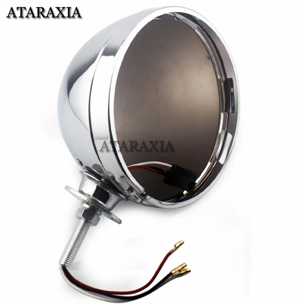 7 Inch Headlight Bucket  Universal Fit, Black Housing with Chrome Trim, Adjustable Mount Pivot, Includes Dedicated Ground Wire