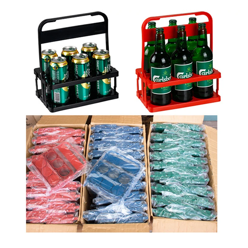 Soporte plegable para 6 botellas, cesta para transportar bebidas, cerveza, vino, carrito, Organizador