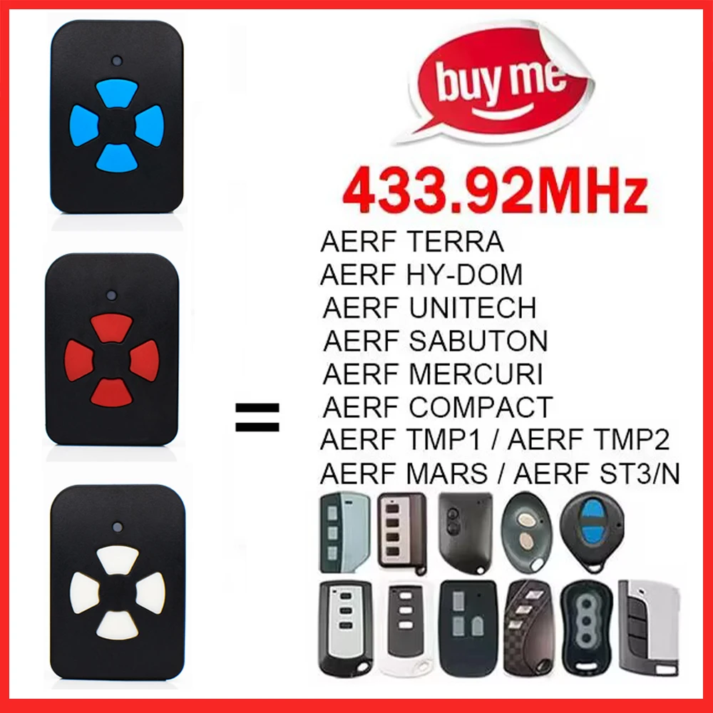 Clone AERF 433MHz Remote Control For HY-DOM TERRA C4 SABUTON UNITECH MERCURI COMPACT MARS ST3/N TMP1 TMP2 Garage Gate Opener Key