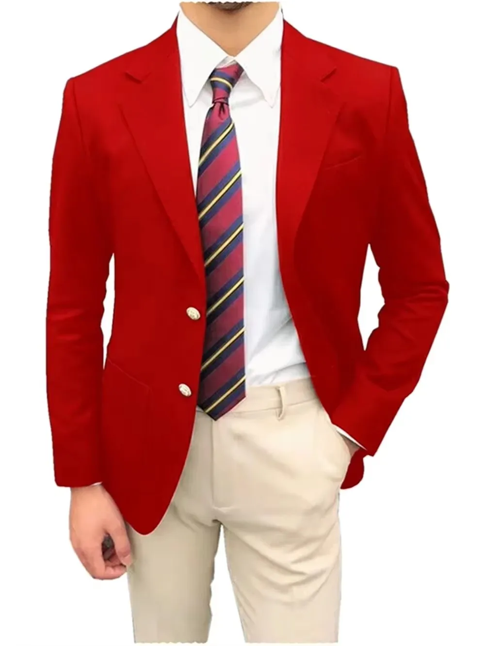 

Red/Black Blazer for Men Notch Lapel Single Breasted Dinner Jacket Elegant Smoking Slim Fit Suit One Coat for Wedding/Business