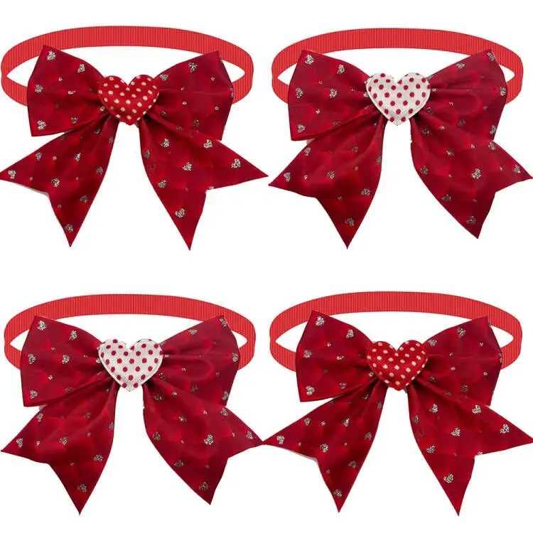 50/100pcs Cute Dog Bow Tie Love Style Pet Supplies Valentine\'s Day Small Dog Bowtie Pet Dog Cat Bowties Small Dog Red Bows