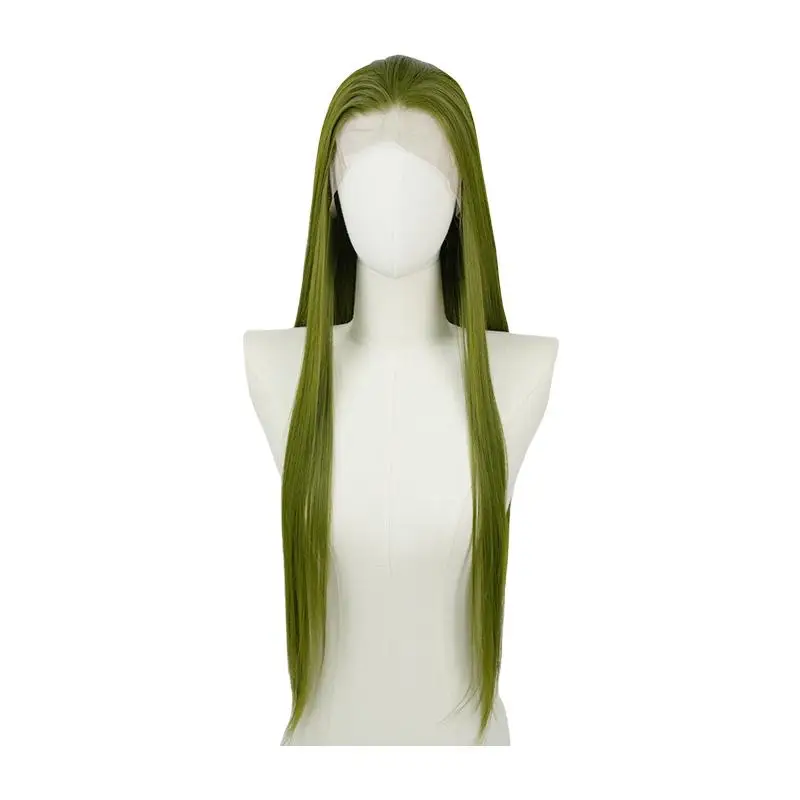 Wig Depan Renda Hijau Rumput untuk Wanita Mode 26 Inci HD Lurus 13*4 Renda Frontal Alami Sintetis Kualitas Tinggi untuk Cosplay