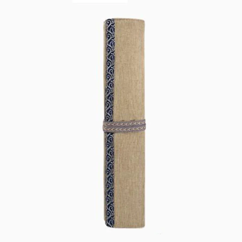 Classical Chinese Calligraphy Brush Case - Cloth Pen Roll for Sumi Brushes - Portable Painting & Writing Tool Organizer 10 Slot