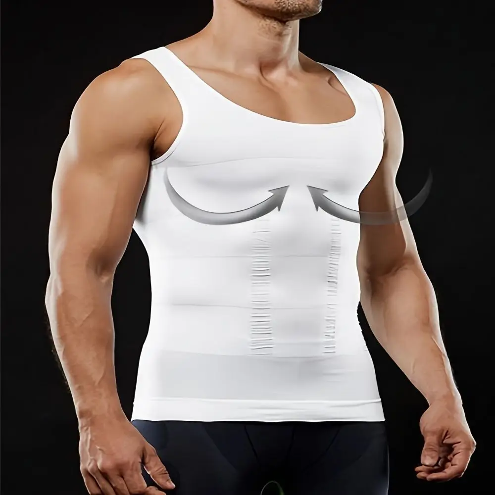 Men\'s Compression Body Shaper Tank Top, Slimming Vest