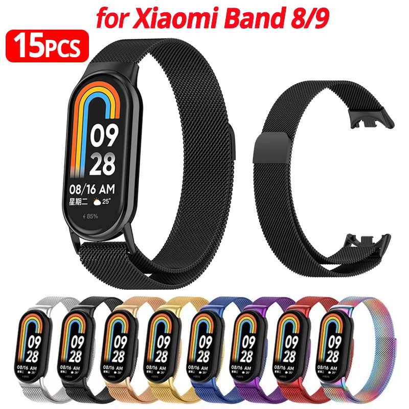 1 Pack Magnetic Strap for Xiaomi Mi Band 8 9 Smart Bracelet Metal Stainless Steel Wrist Strap MiBand 8 9 NFC Band Bracelets Belt