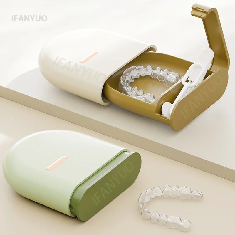 1pc Portable Mouth Guard Box Retainer Case Cleaning False Teeth Denture Storage Box Teeth Aligner Invisible Braces Box Orthod