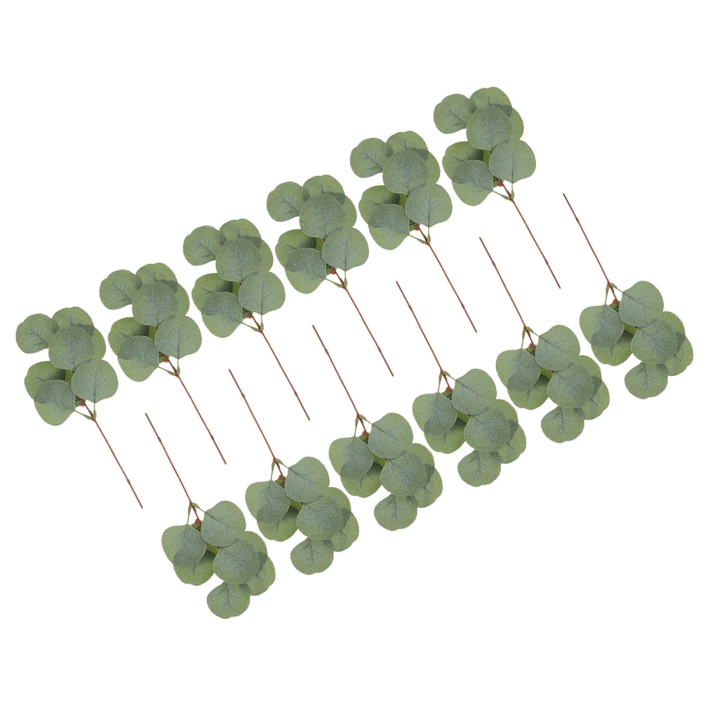 

12pcs Eucalyptus Leaves Artificial Faux Eucalyptus Stems Plant Decor Green Stems Wedding naments Home Vase Decors