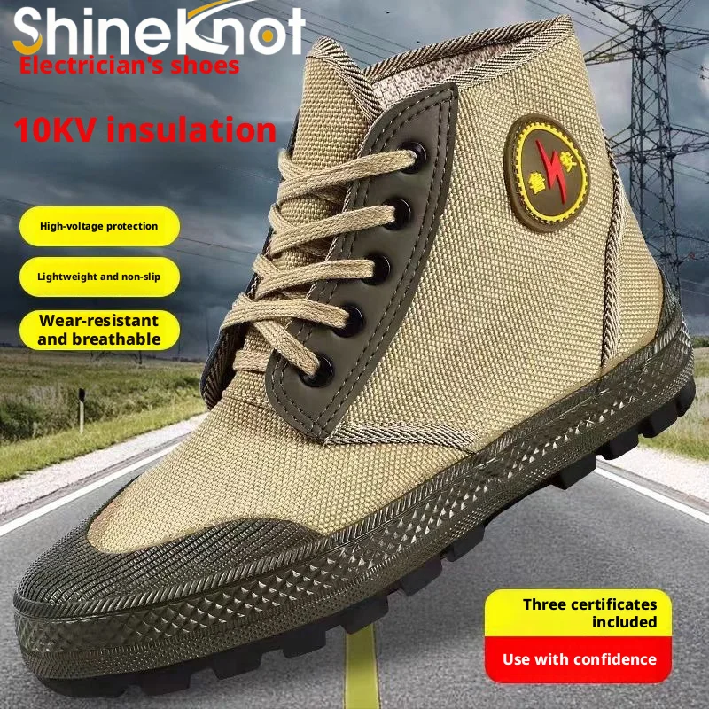 SHINEKNOT 10kv Insulated Electrician Shoes Breathable High-Voltage Low-Voltage Anti Slip Wear-Resistant Safety Protective Shoes
