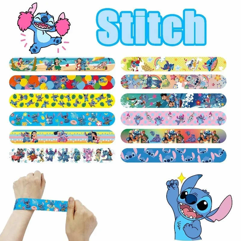 Lilo & Stitch Series Slap Bracelet Pvc Snap Circle Cartoon Pat Circle Bracelet 12Pcs Children Fun Gifts Birthday Gifts