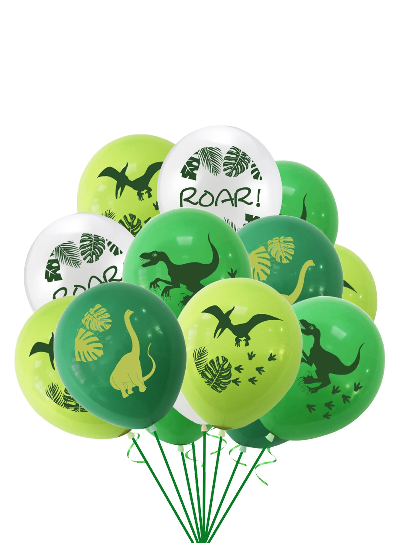 16pcs 12 Inch Green Dinosaur Latex Balloon Jungle Theme Party Birthday Party Decorations Children's Inflatable Toys