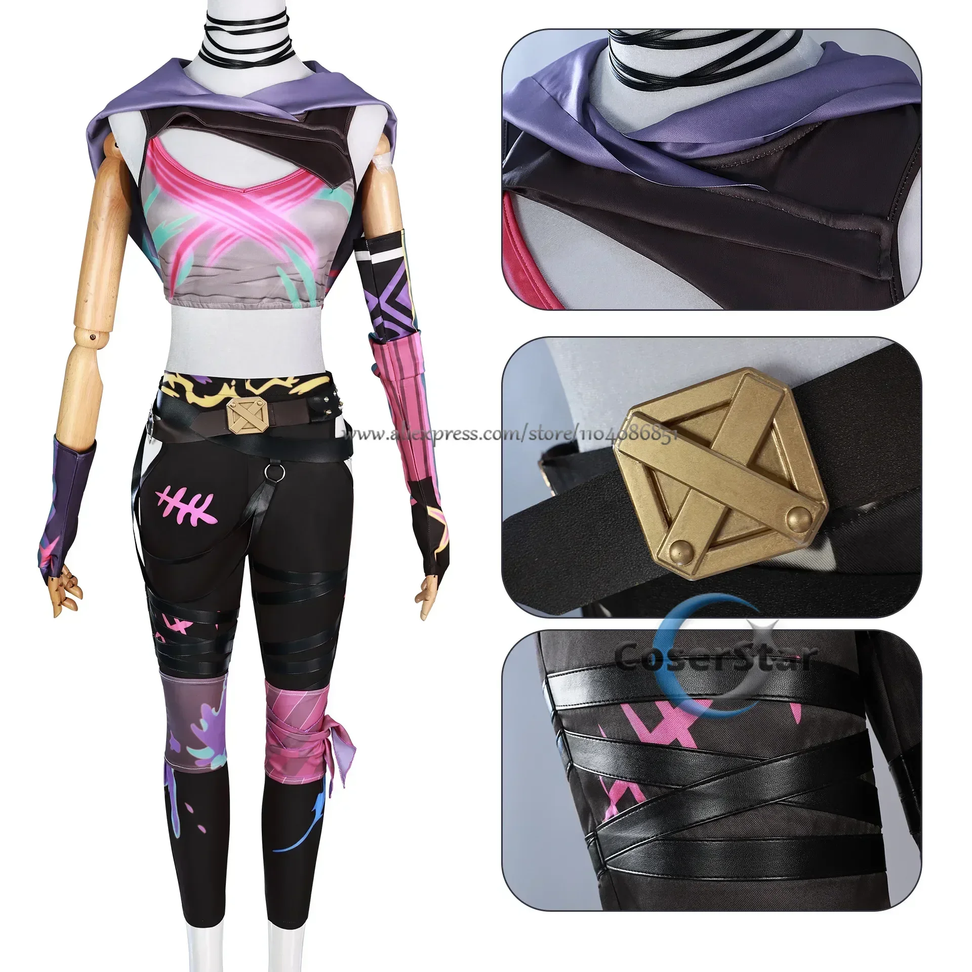 Em estoque jogo lol arcane 2 canhão solto jinx cosplay traje crit prodígio jinx cosplay pele roupa peruca feminino carnaval traje