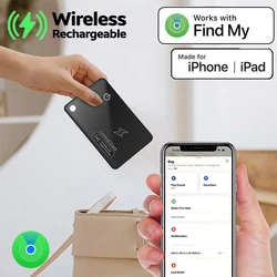 Wallet Tracker Card Wireless Charging Tracking Location Card Locator Smart Item Tag Work with Apple Find My App itag Replacement