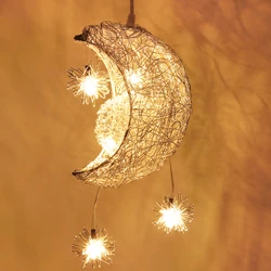 Nordic Star Moon Pendant Lights Led Ceiling Hanging Chandelier Lighting Luxury Kids Children's Room Home Bedside Decor Lamp