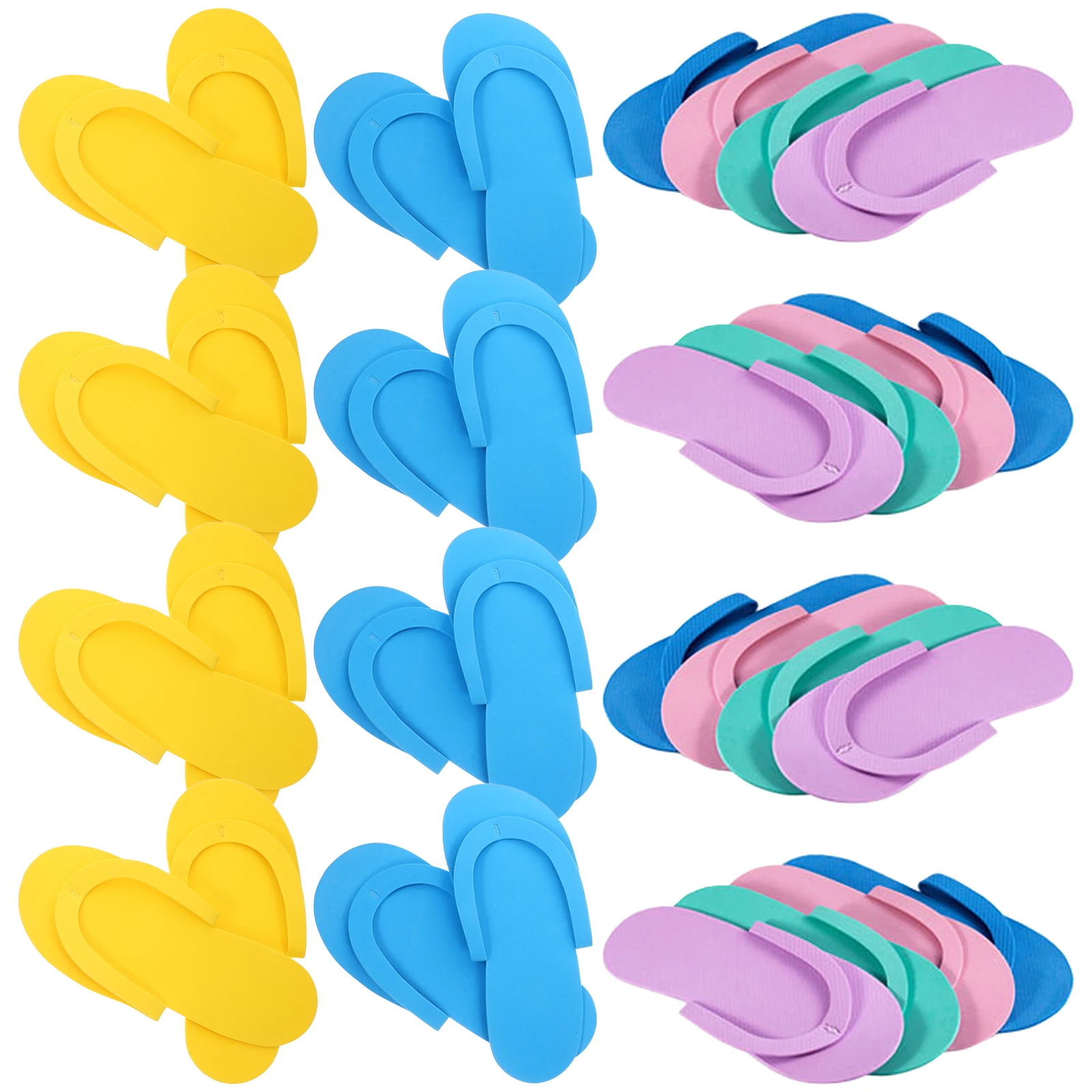 

24pcs 24 Pairs Random Color Disposable EVA Beach Slippers Anti Scalding Travel Shoes Home Hotel Spa Pedicure Salon Footwear