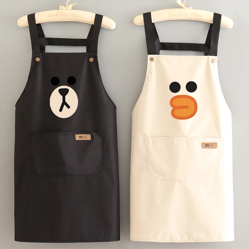 Cute Waterproof Apron For Men And Women Household Kitchen Cooking Overall Logo Printing Oil Resistant Wear-resistant Customized