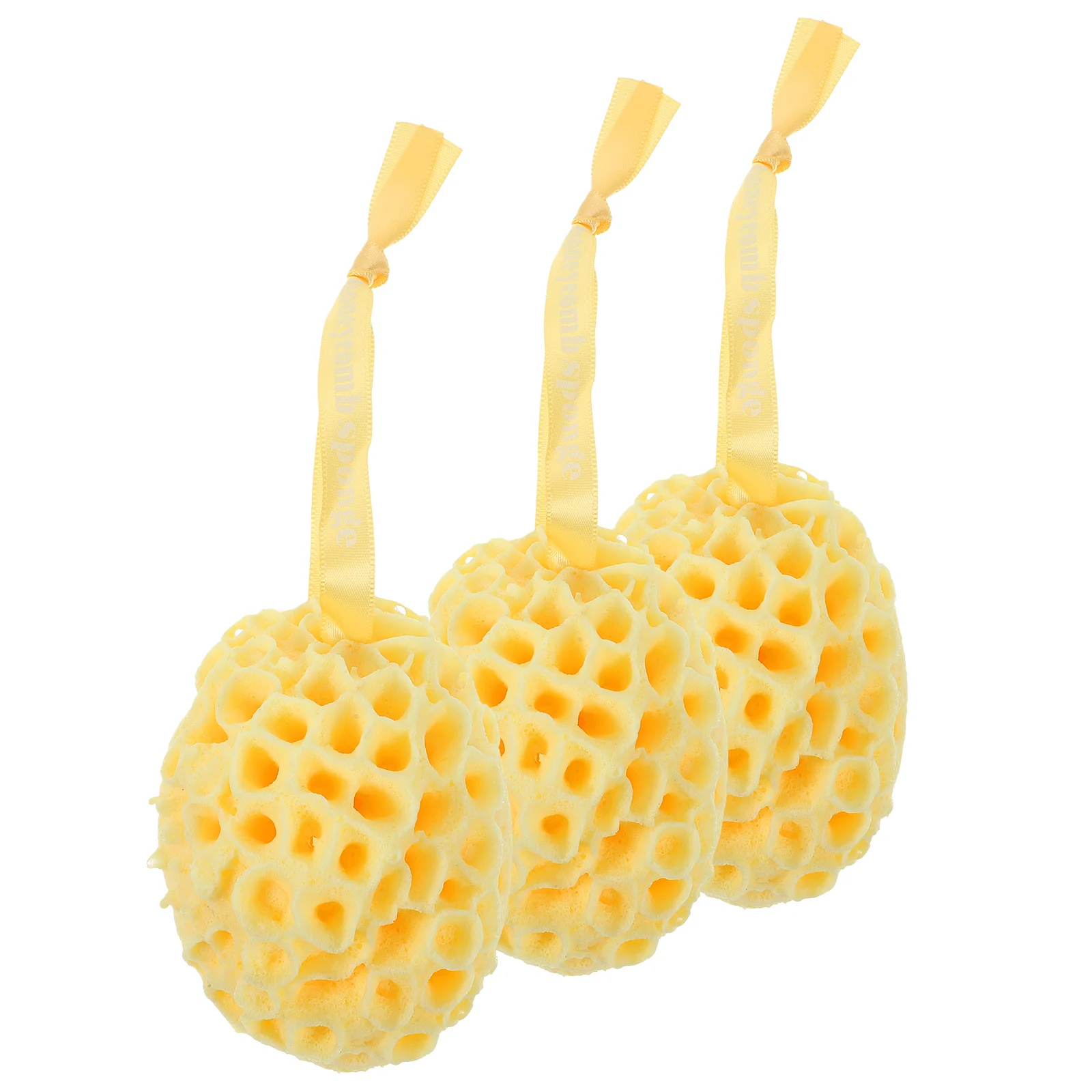 

3pcs Honeycomb Bath Ball Super Soft Reusable Shower Sponge Lightweight Quick Dry Body Scrubber With Hang Ring For Bathroom
