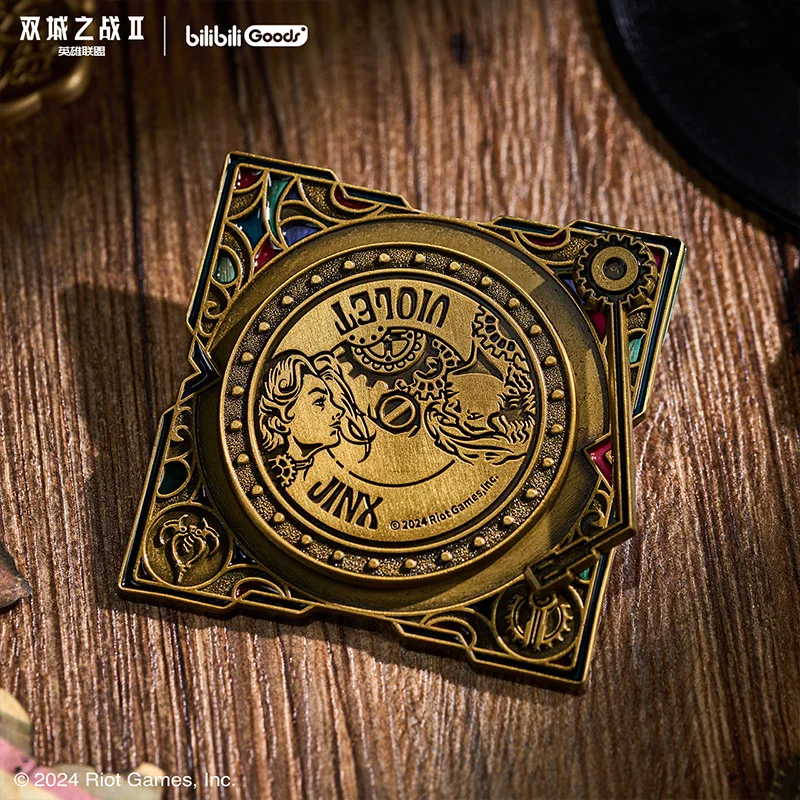 

Game LOL Arcane Official Badge Retro Rotatable Disc Metal Brooch Pins for Doujin Birthday Collect Memorial Gifts