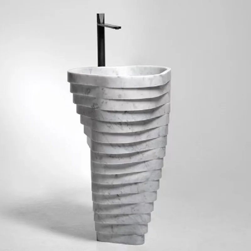 

Marble integrated column toilet wash basin bathroom art basin bathroom sink