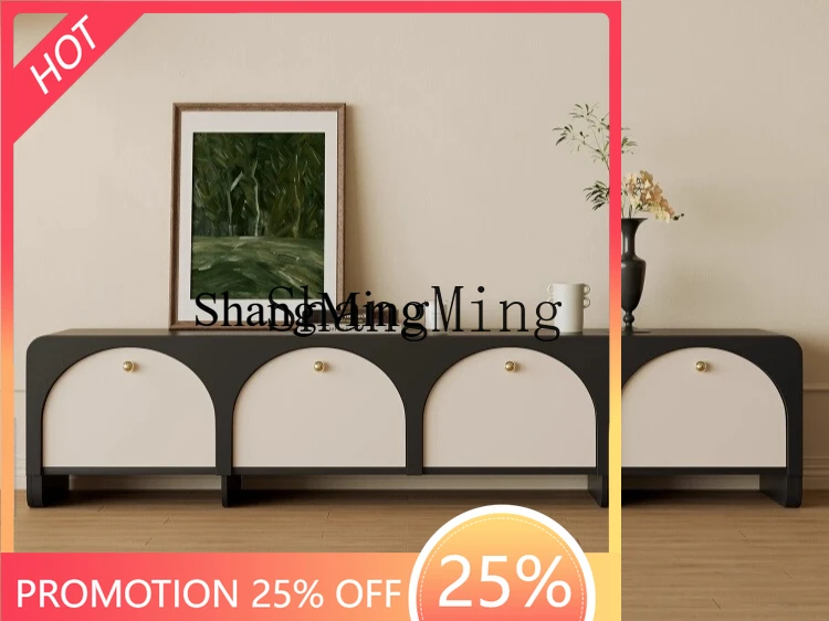 

ZYY Home High Value Retro Black TV Cabinet Living Room New Internet Celebrity Integrated Wall-Mounted TV Cabinet