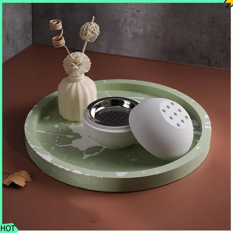 AWAH Round Plate Silicone Mold Fruit Disc Tea Tray UV Resin Mould Gypsum Cement Mold Jewelry Tools 4Pcs
