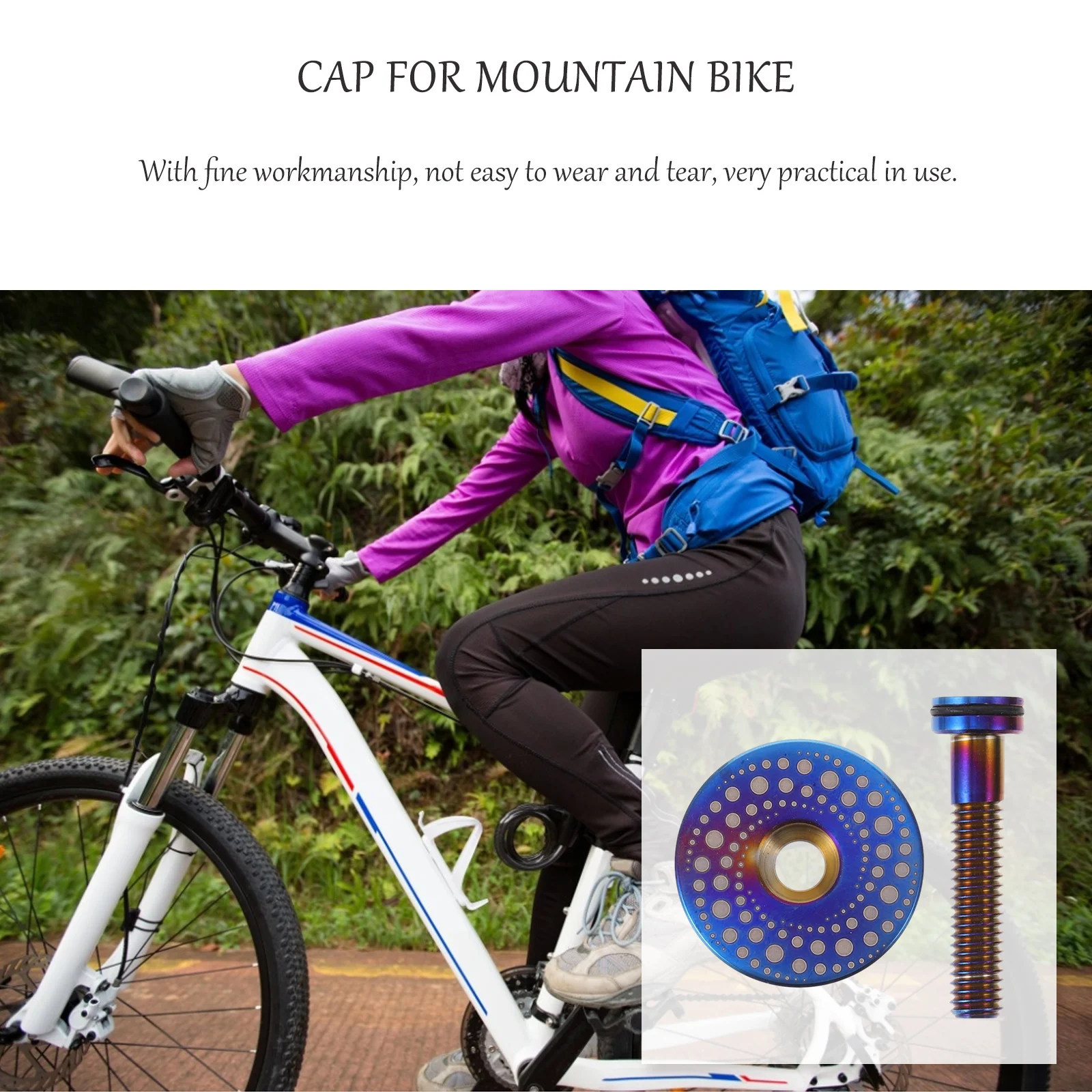 

1 set Bicycle Bowl Cover Titanium Alloy Lightweight Durable High Strength Smooth Finish Bike Headset Cap For Road Mountain Bikes