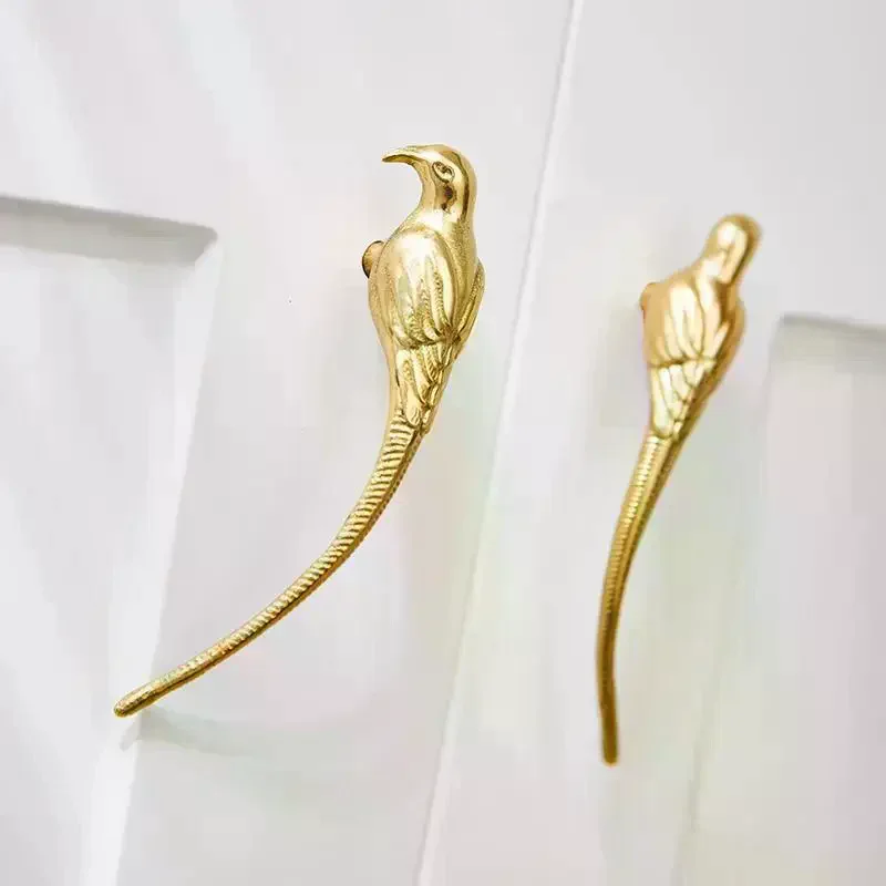 1/2Pcs Drawer Cabinet Door Handles Creative Zinc Alloy Fortune Bird Knob Kitchen Cabinet Shoe Knobs Handles For Furniture Decor