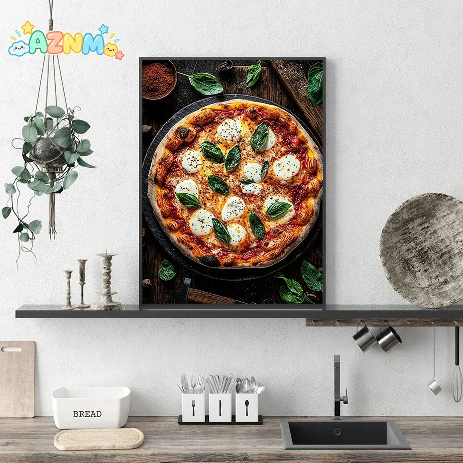 Cheese Wine Board Grilled Steak Rosemary Cake Spaghetti Cheeseburger with Fries Poster Food Canvas Painting Print Kitchen Dec