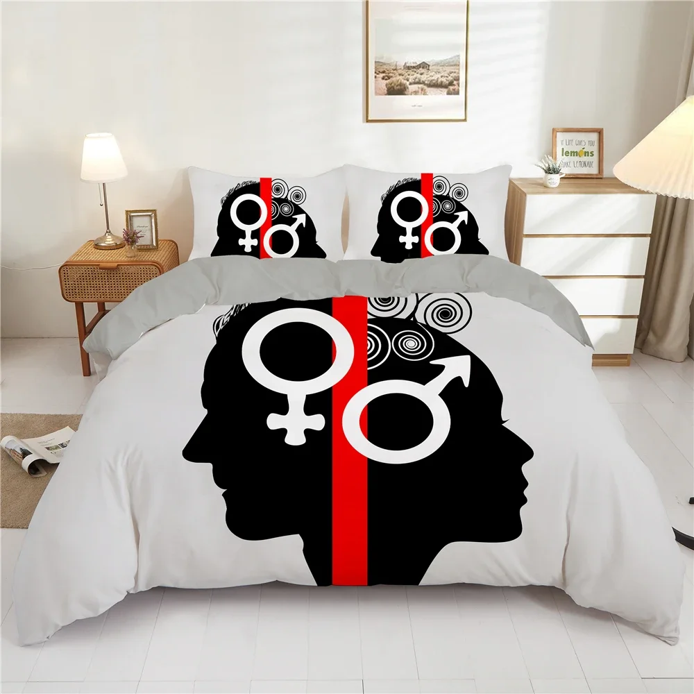 Couples Modern Duvet Cover Queen 220x240 260x240 Crown Bedding Set Black White Bed Cover For Double Bed 2 sp Adult Bedroom Set