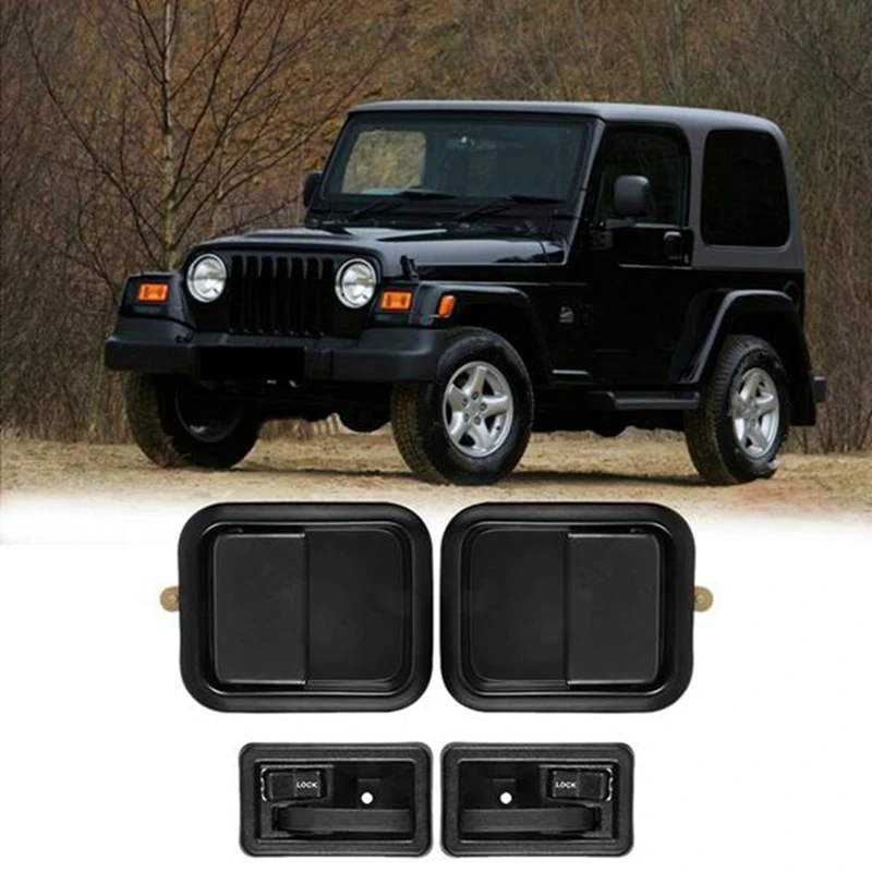 

Car Interior And Exterior Door Handle Kit Front LH And RH Side For Jeep Wrangler 1991-2004 55176383AE 55176382AE