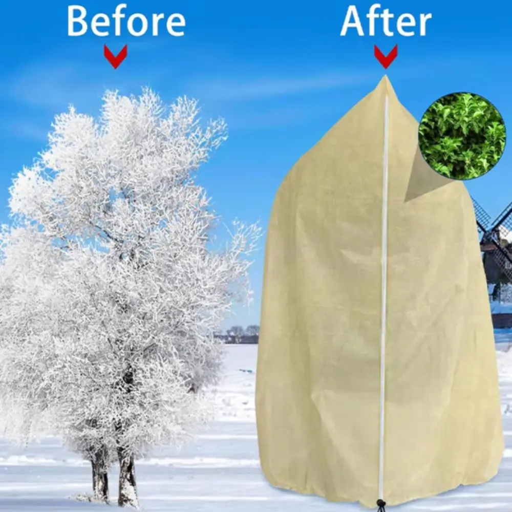 Blankets Non-woven Plant Cover With Zipper Drawstring Frost Cloth Anti-Frost Winter Warm Tree Protecting Bag Outdoor Plant